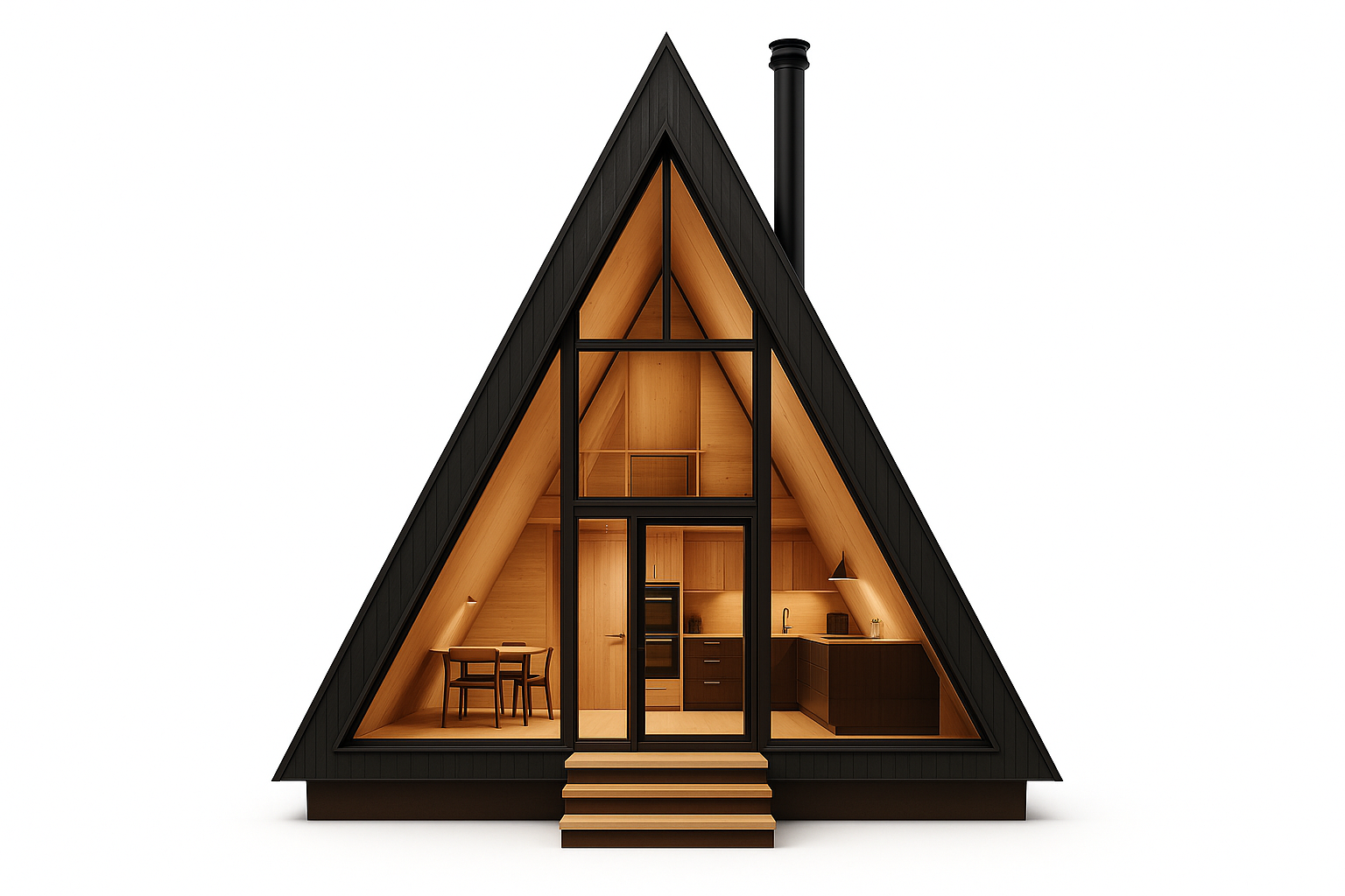 Luxury A-Frame Cabin - Premium Front View