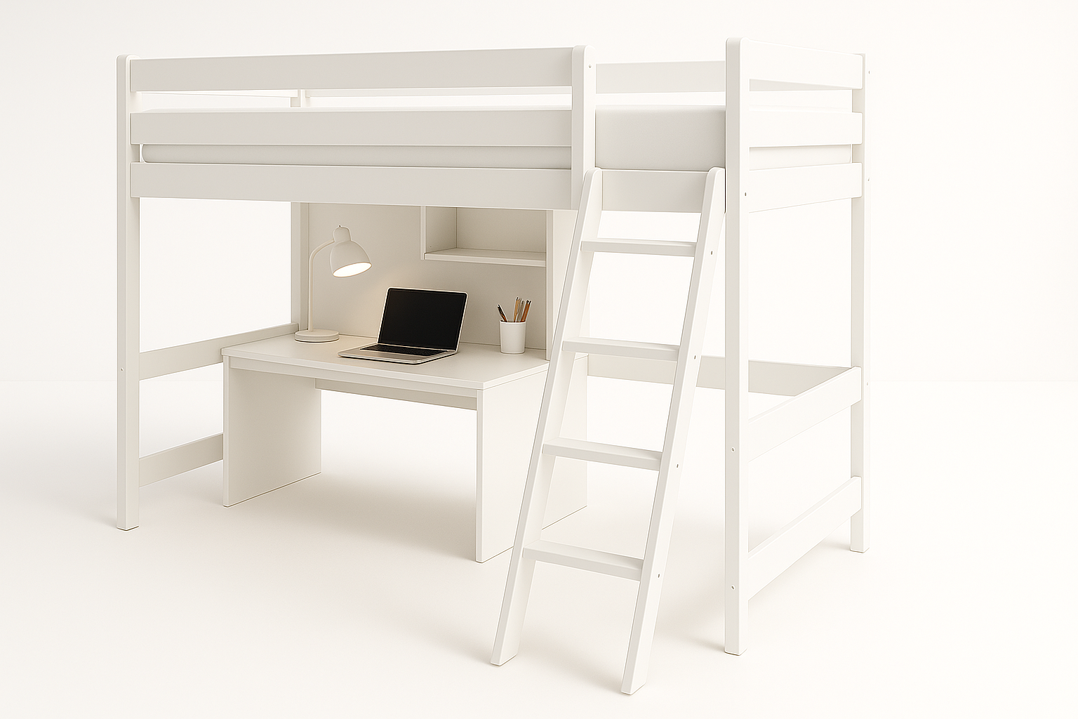 Slightly angled side view of Sky High Study Loft