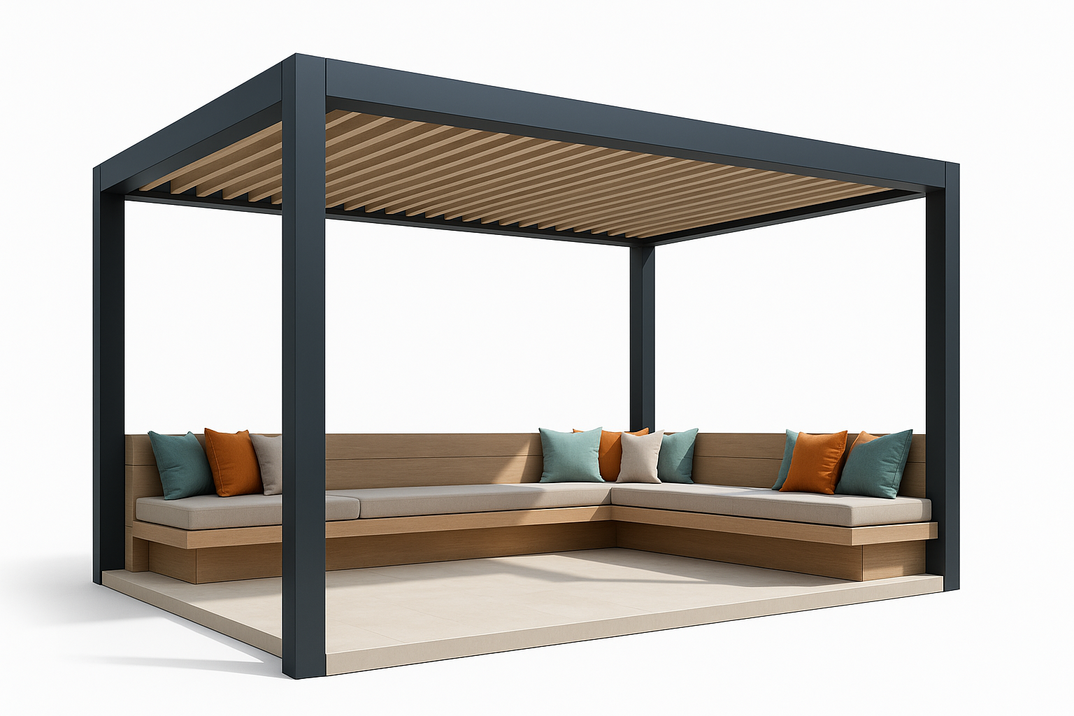 Solace Custom Design Pergola - Perspective View