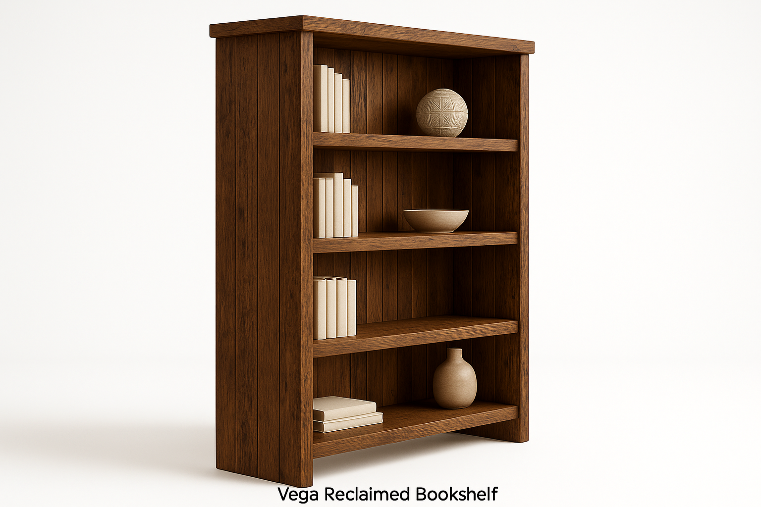 Vega Reclaimed Bookshelf - Matching Side View
