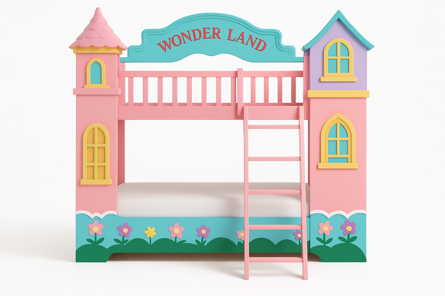 Wonder Land Theme Bunk - Front View with Proper Railing Access