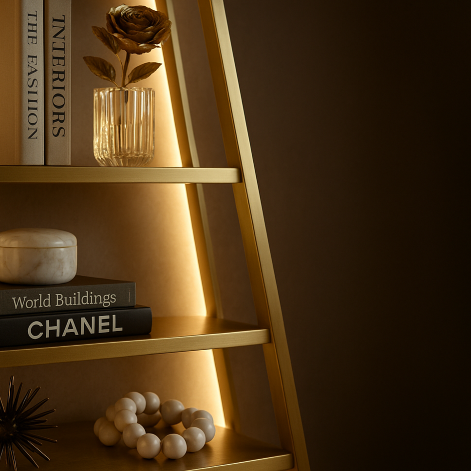 Belle Lumière – Radiant Ladder Bookcase - Premium Radiant Detail