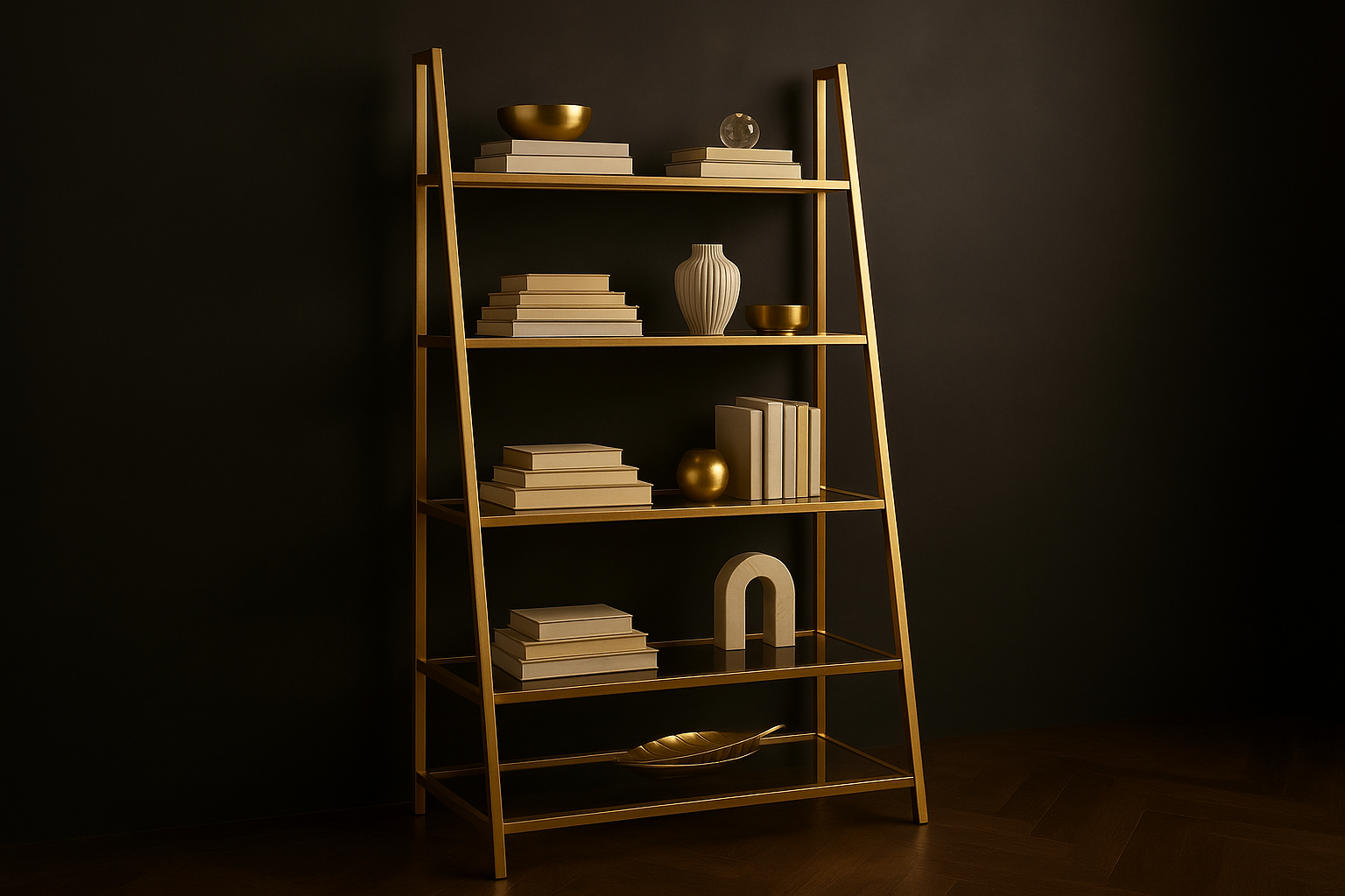 Belle Lumière – Radiant Ladder Bookcase - Radiant Elegance