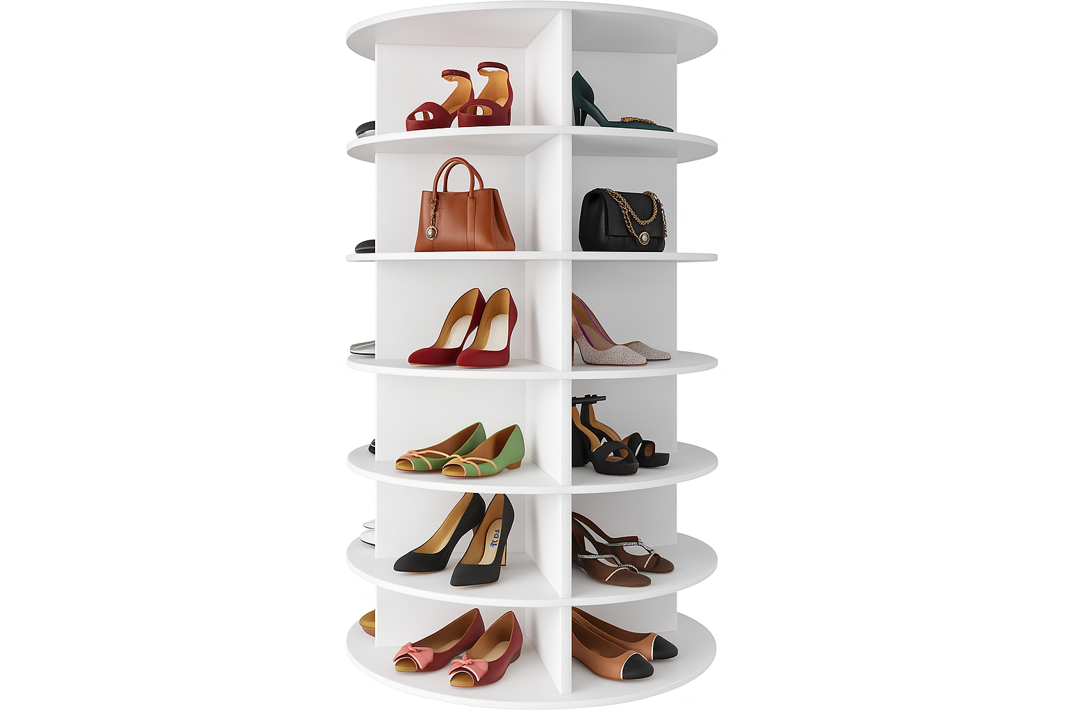Belle Lumière Rotating Tower Shoe Rack - Front View