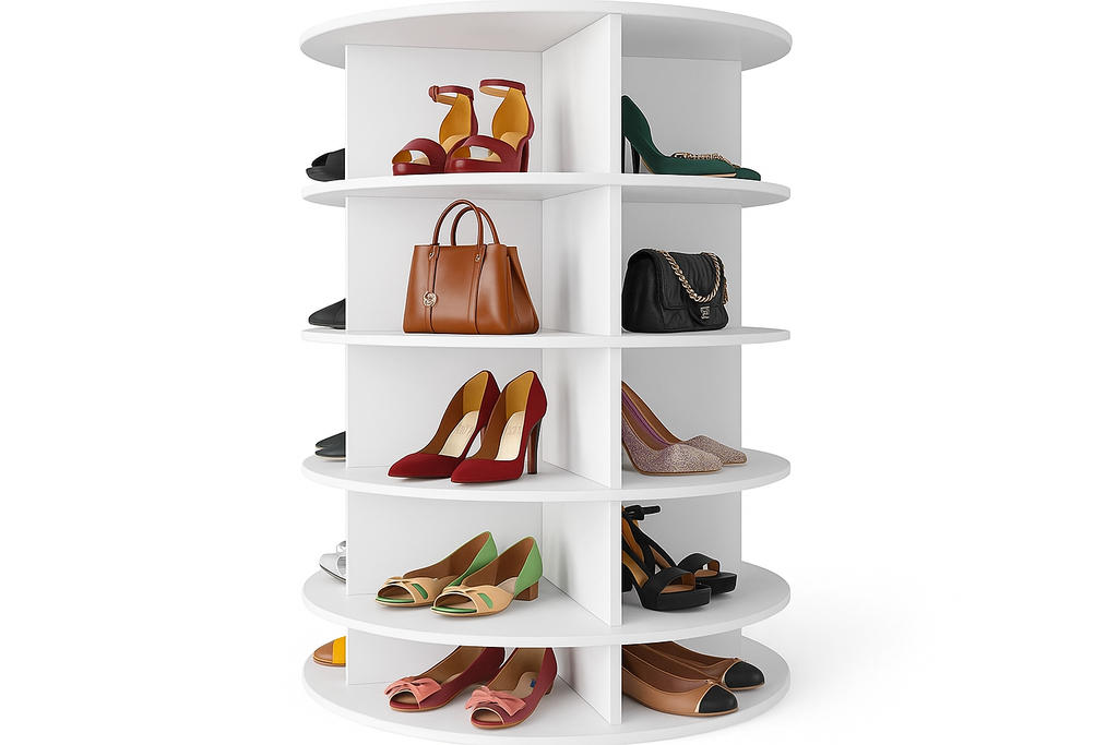 Belle Lumière Rotating Tower Shoe Rack - Perspective View