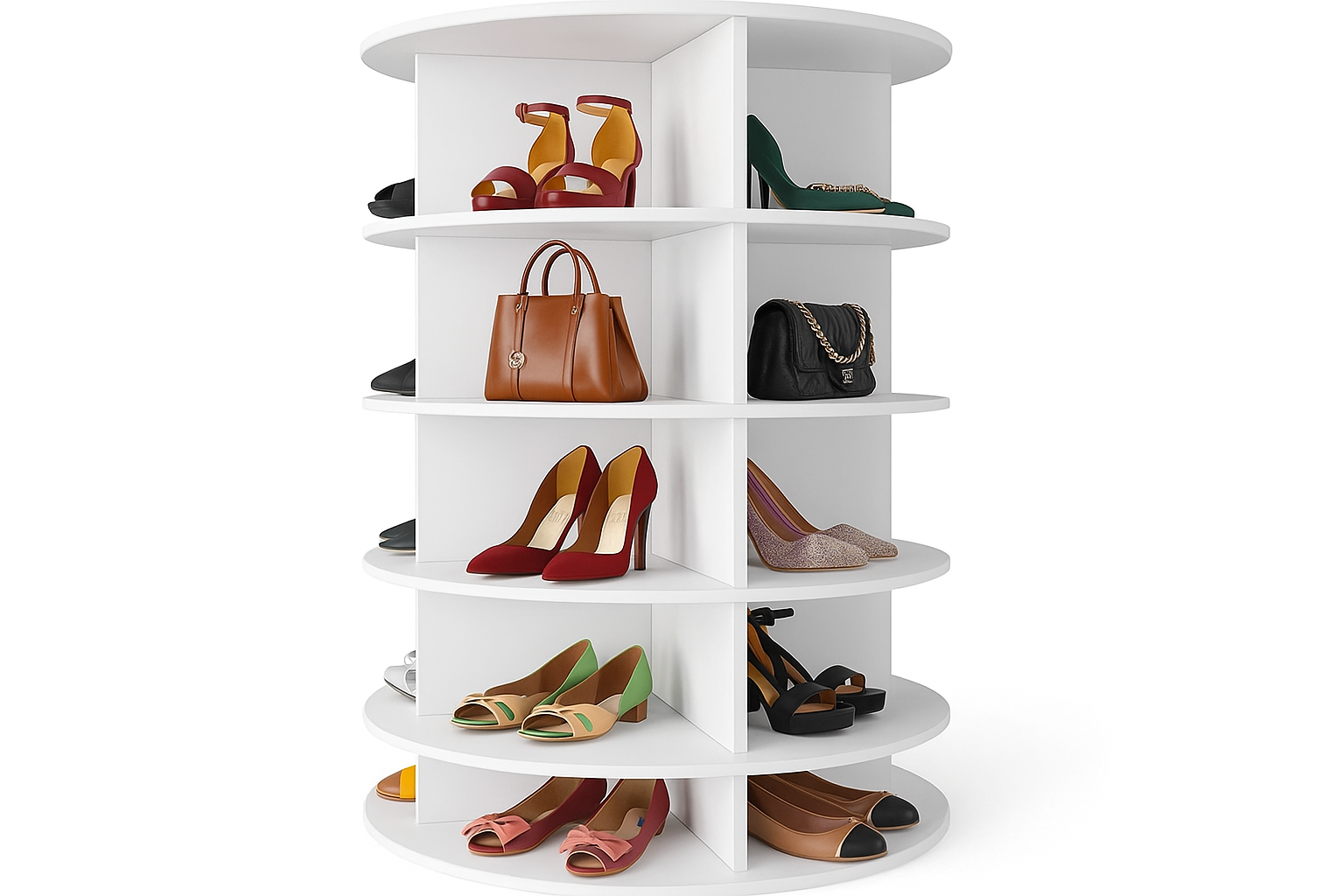 Belle Lumière Rotating Tower Shoe Rack - Perspective View