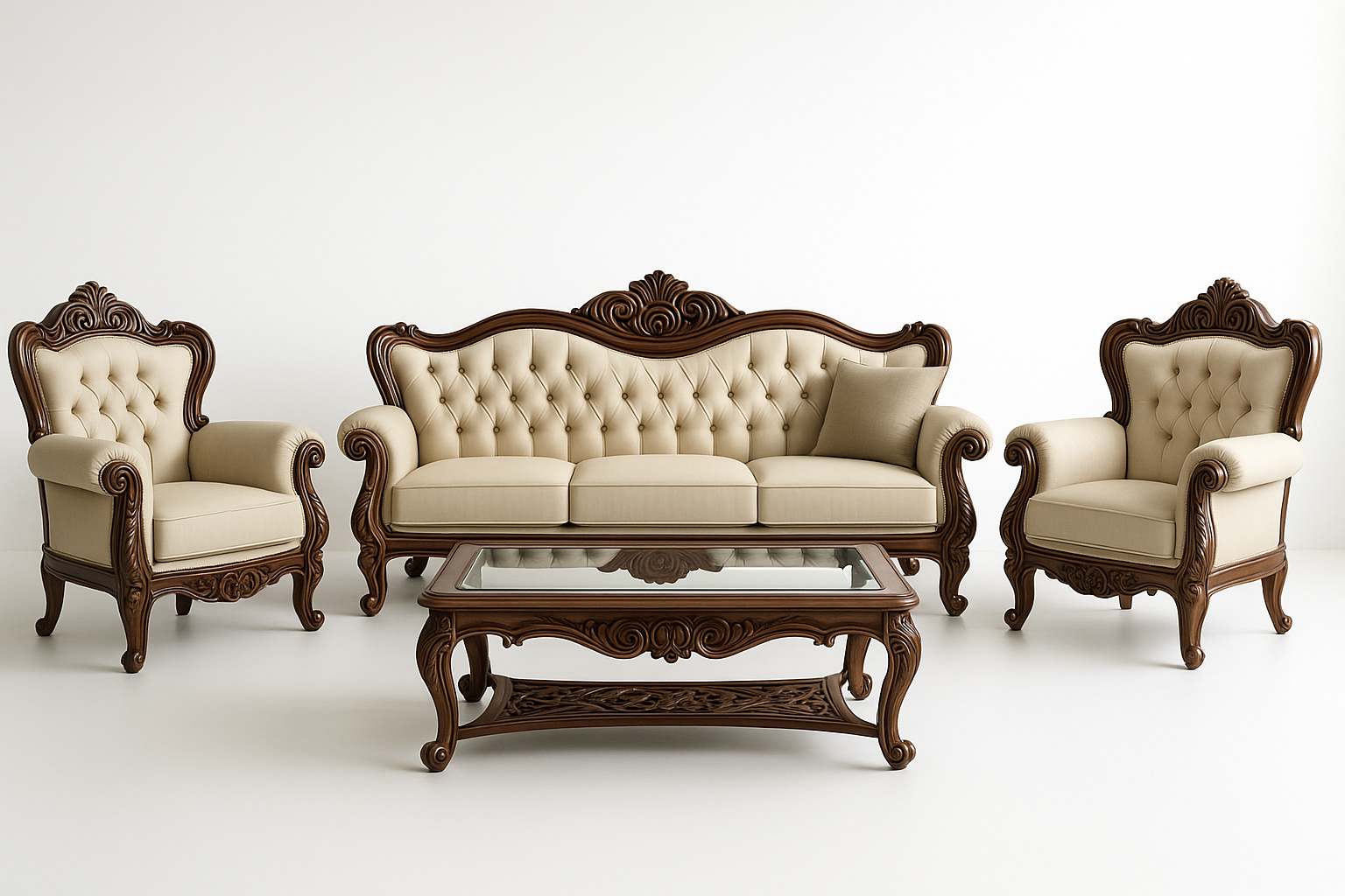 Complete Luxury 4-Piece Living Room Set - Angled View
