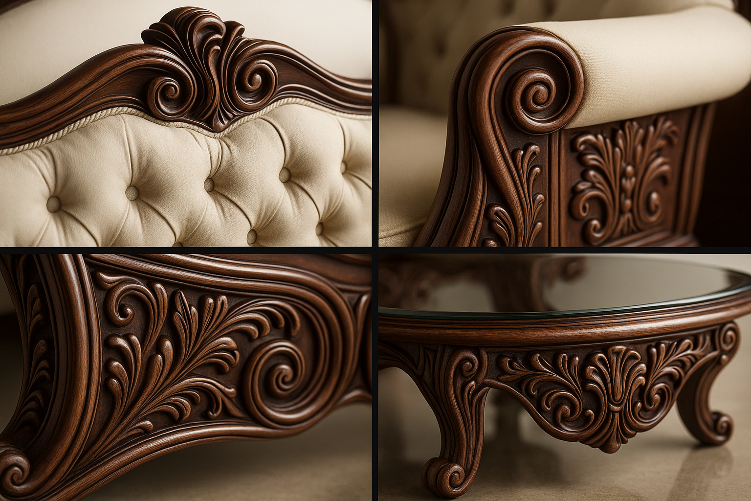 Complete Luxury 4-Piece Living Room Set - Detail View