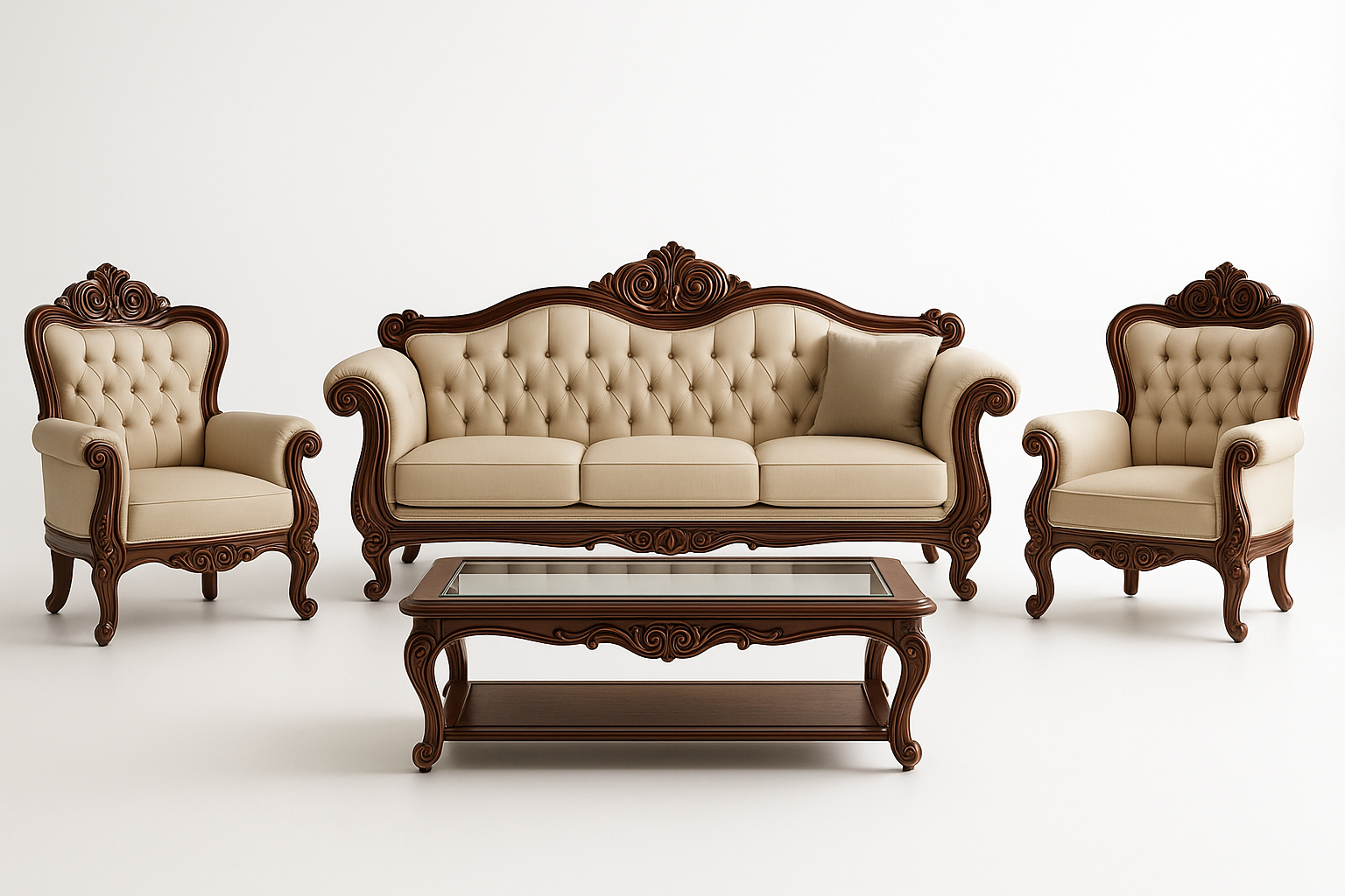 Complete Luxury 4-Piece Living Room Set - Front View