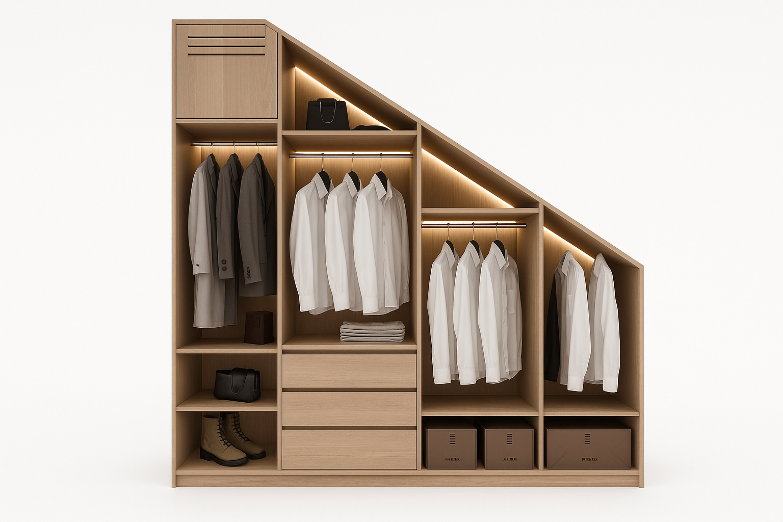 Front view of Atelier Noble Closet Conversion Under Stair Unit