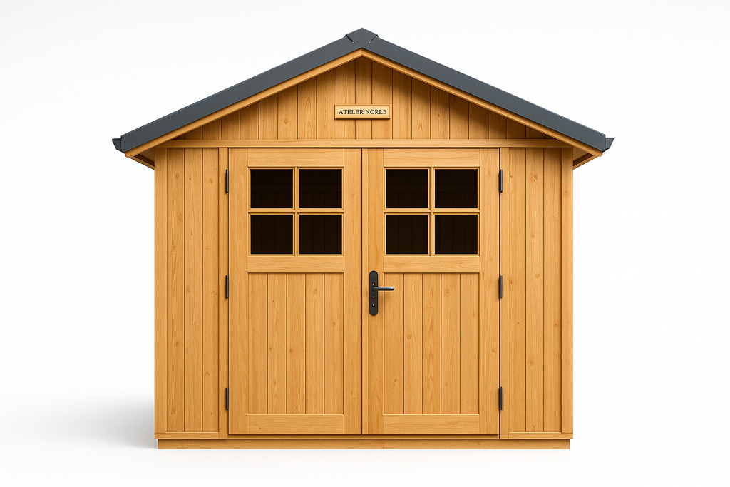 Front view of Atelier Noble Premium Shed 3.5x2.5m