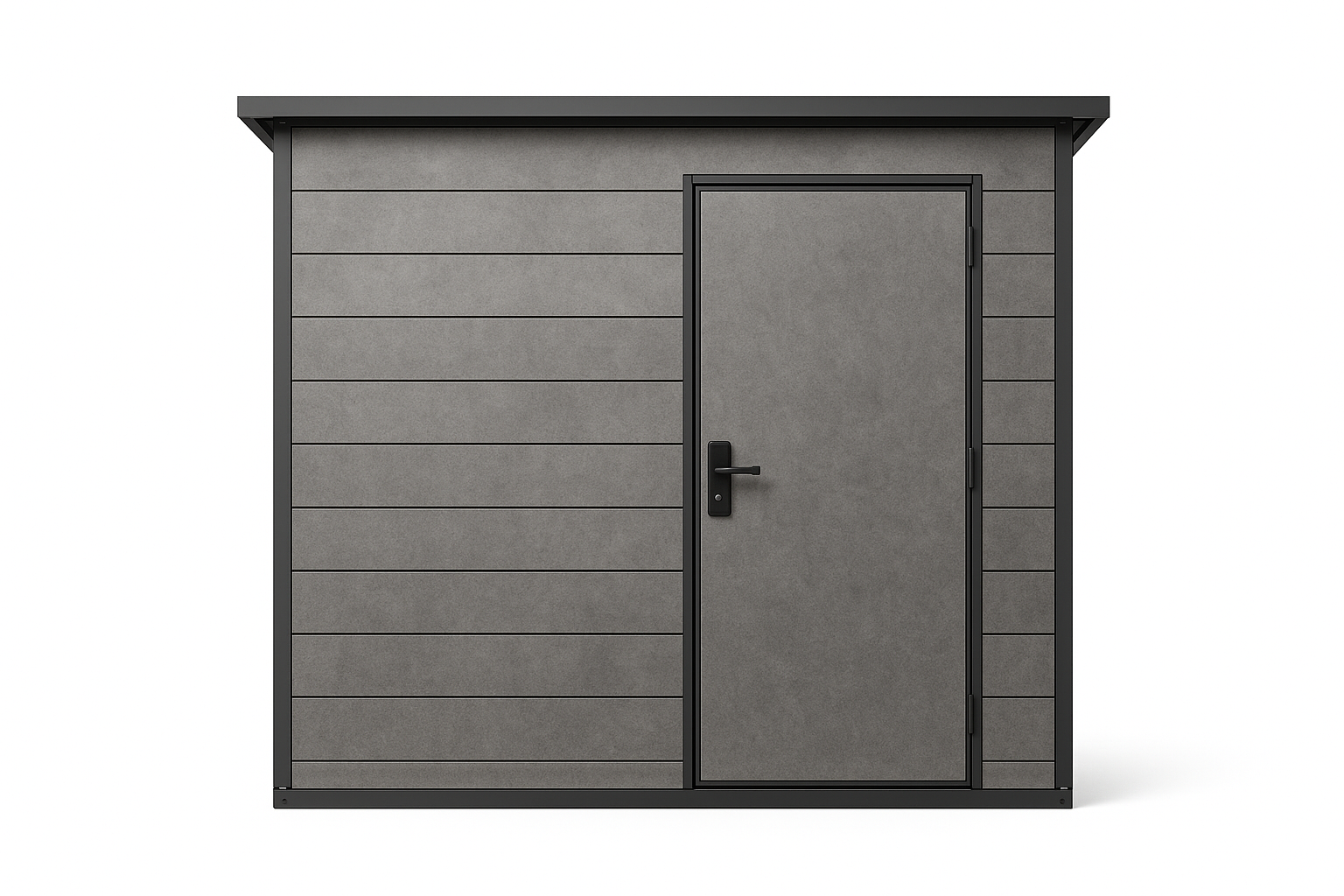 Front view of Eclipse Compact Cement Board Shed 2.5x1.8m