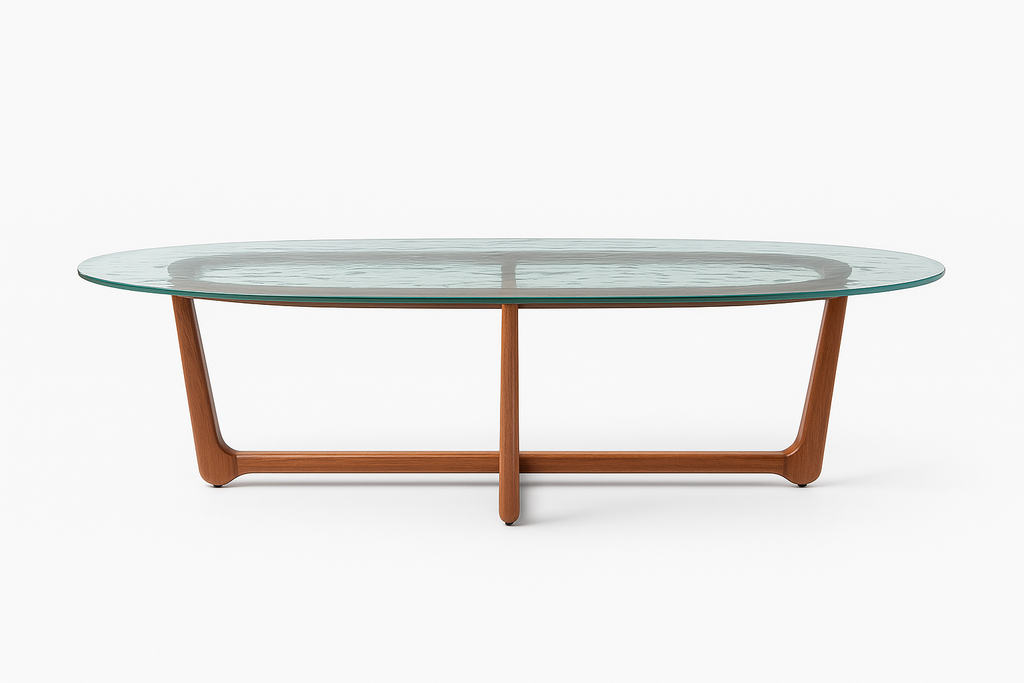 Front view of Isla 6-Seater Outdoor Glass Table