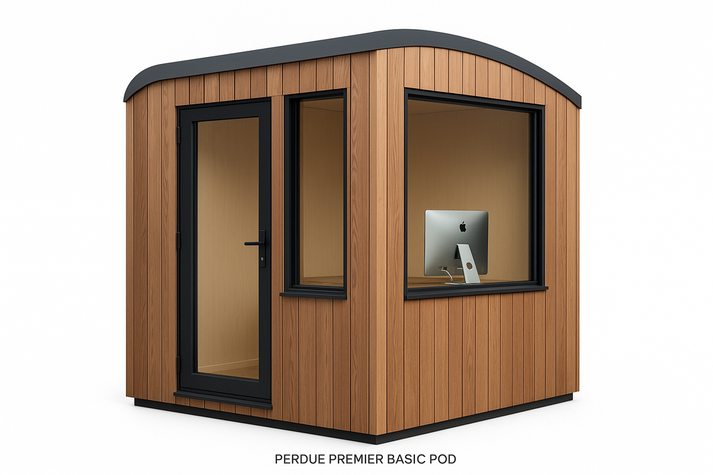 Front view of Perdue Premier Basic Pod Outdoor Office