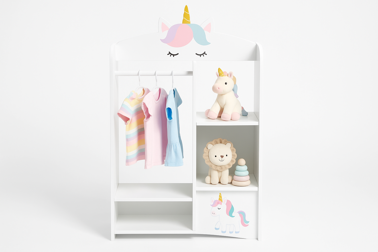 Front view of Petite Licorne Custom Toy & Clothes Storage