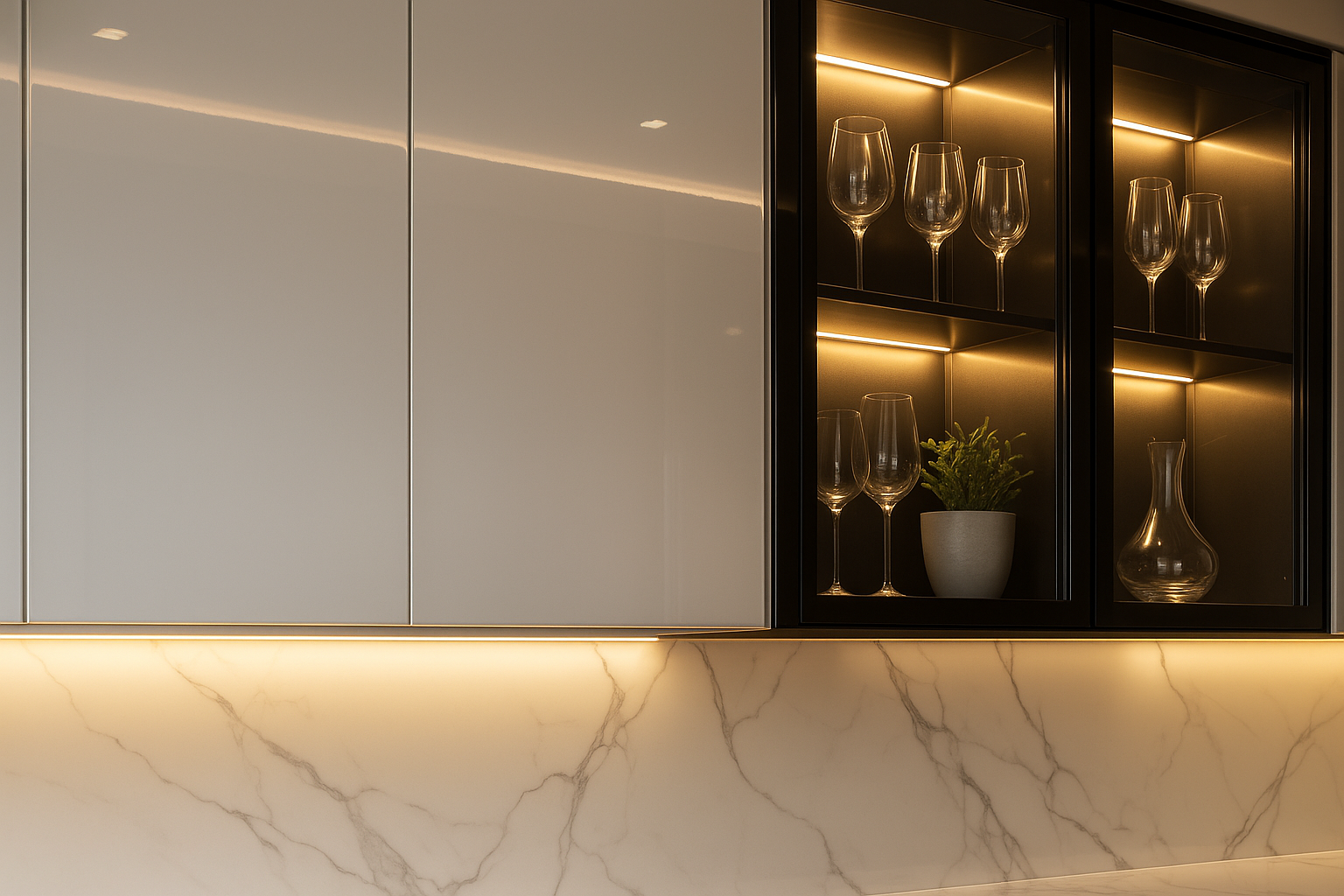 Isla Gloss Modular Kitchen - Premium Gloss Finish Detail
