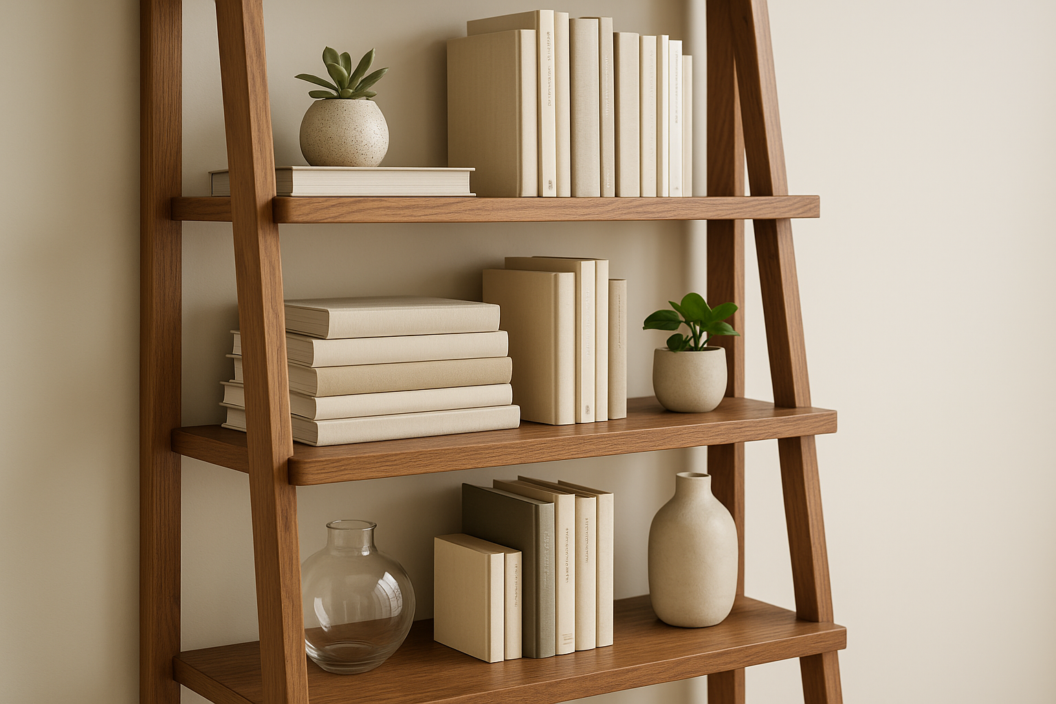 Isla Ladder Style Bookcase - Styled Shelves Detail