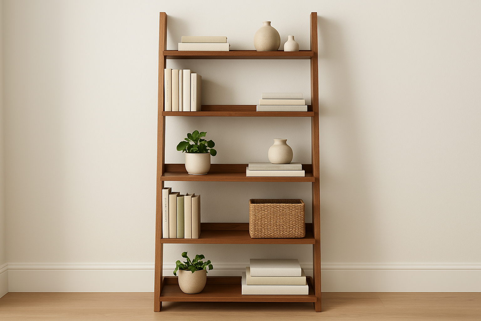 Isla Ladder Style Bookcase - Styled with Books & Decor