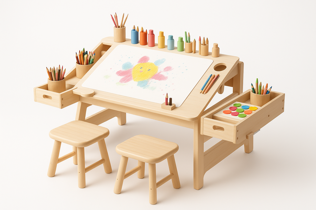 Kids Drawing Desk - Perspective View