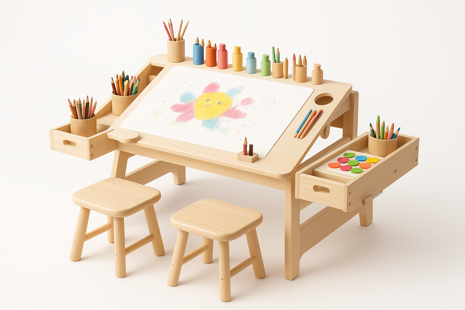 Kids Drawing Desk - Perspective View