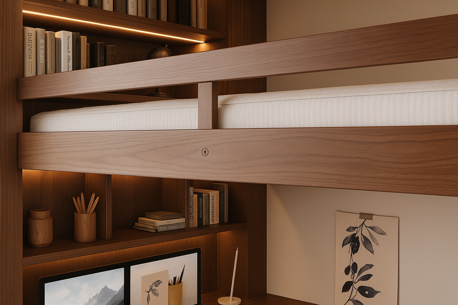 Maison Sage Loft Bed with Desk - Detail View