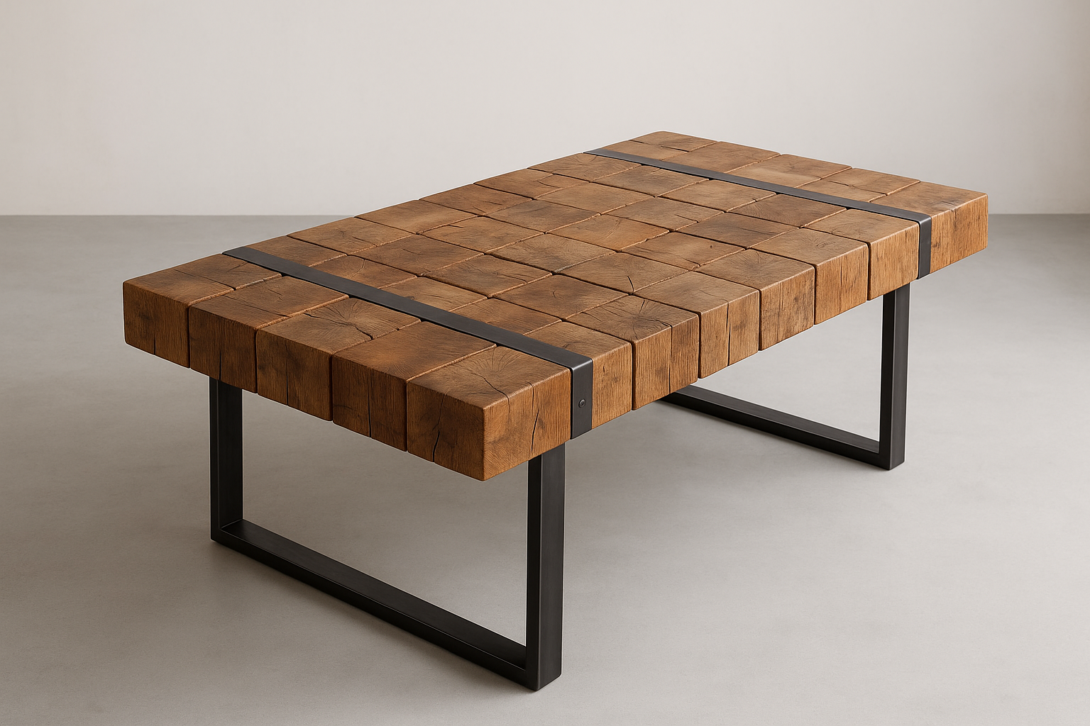 Maison Sage Reclaimed Dining Table - Wood Block Design