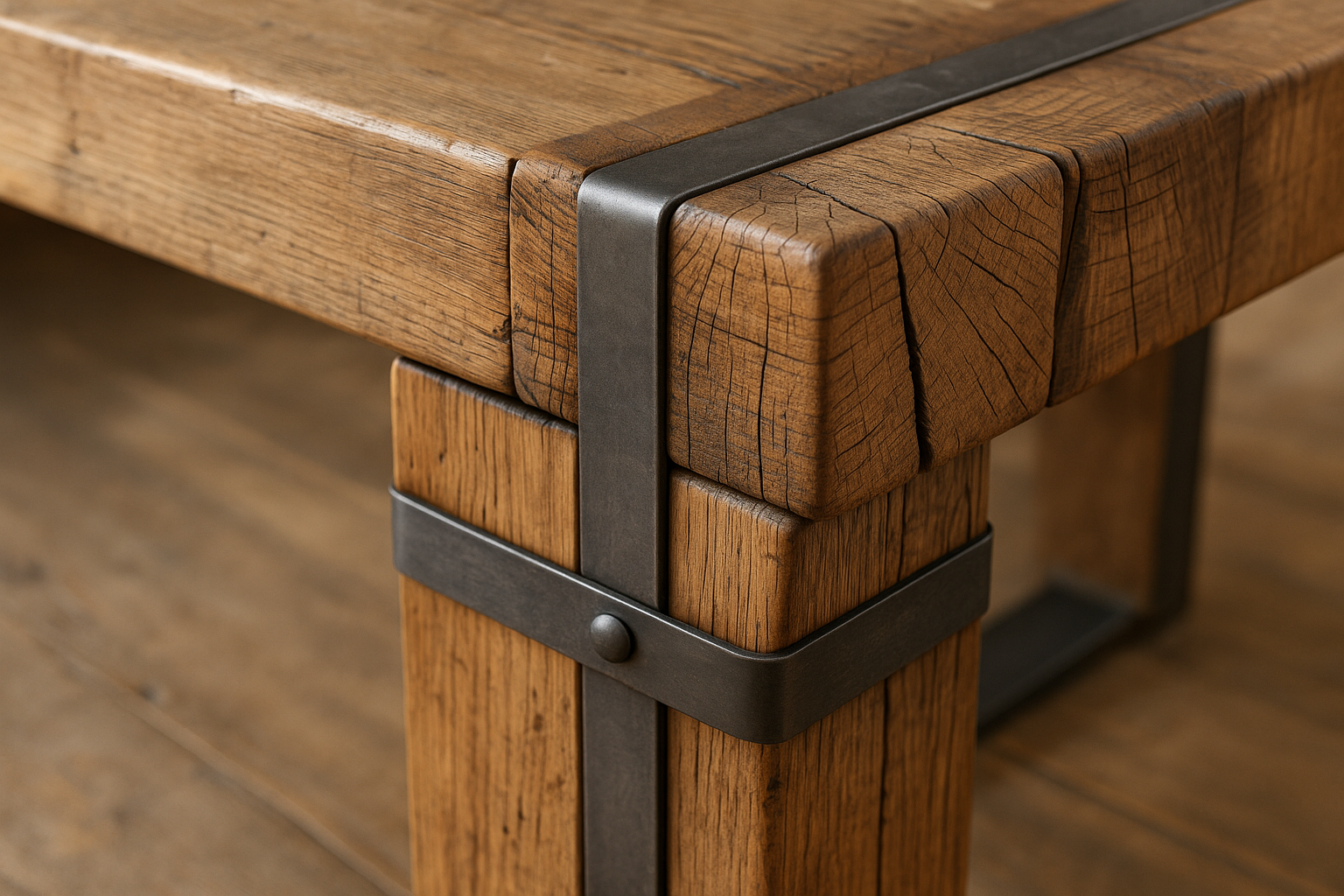 Maison Sage Reclaimed Dining Table - Wood Block Detail