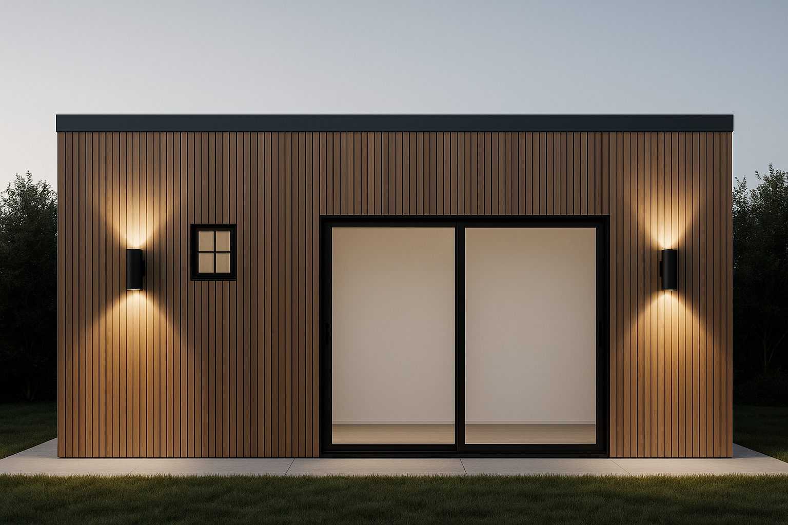 Modern Wooden House - Front View