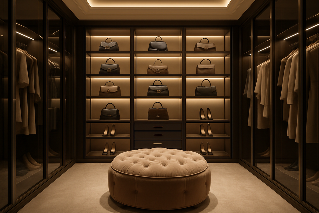 Nooré Walk-in Wardrobe - Luxury Boutique with Black Glass