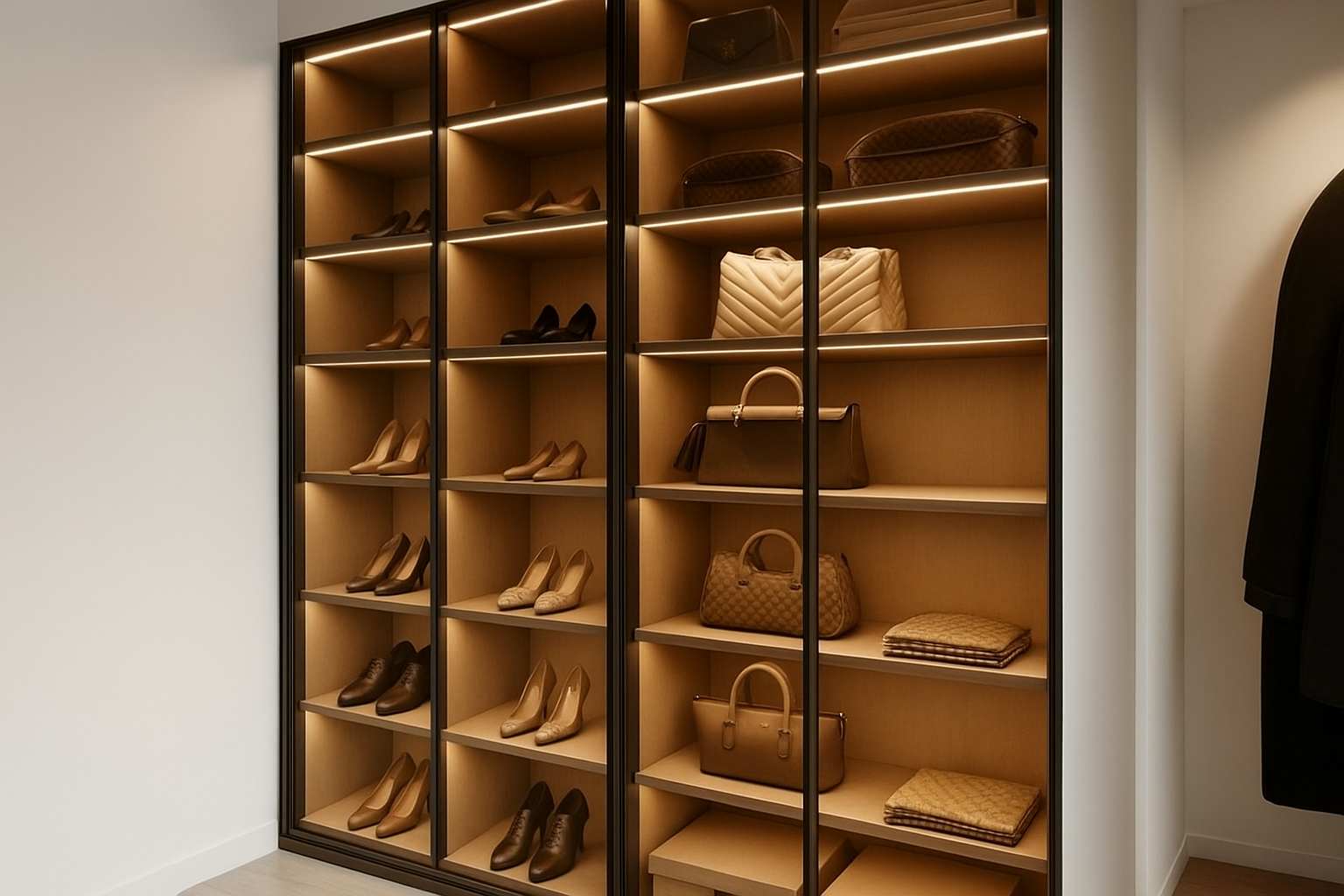Perdue Premier Built-in Closet Shoe Rack - Perspective View