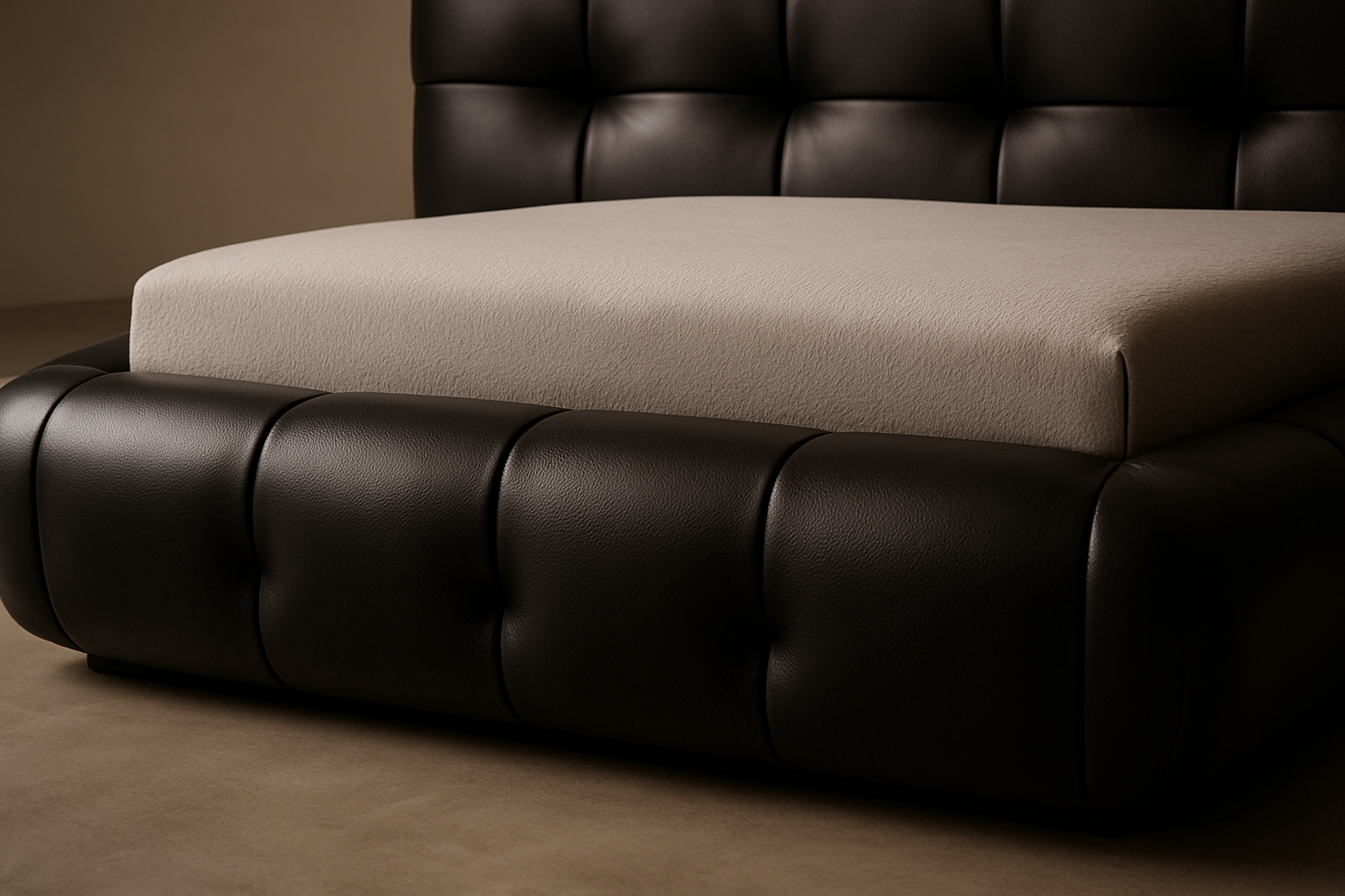 Ravé Designer Bed Frame - Quilted Leather Detail