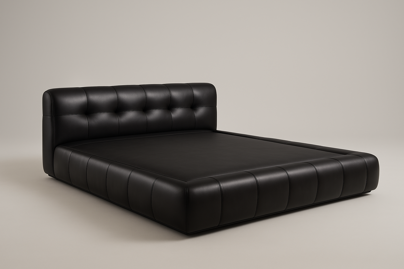 Ravé Designer Bed Frame - Sophisticated Black Leather Platform
