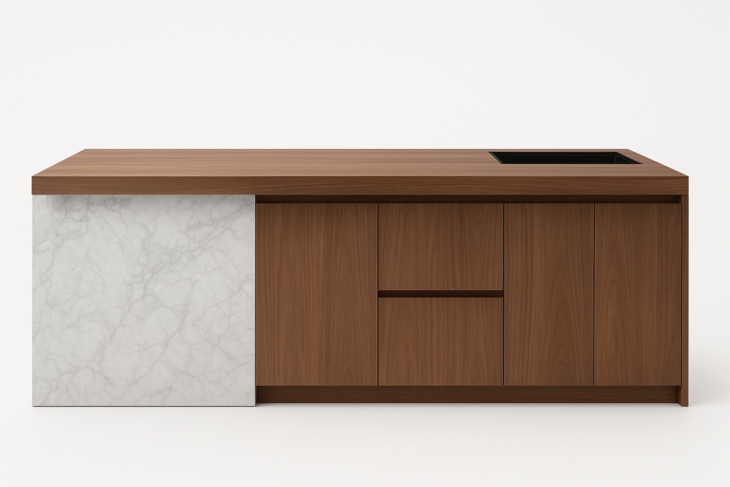 Sage Kitchen Island - Front View