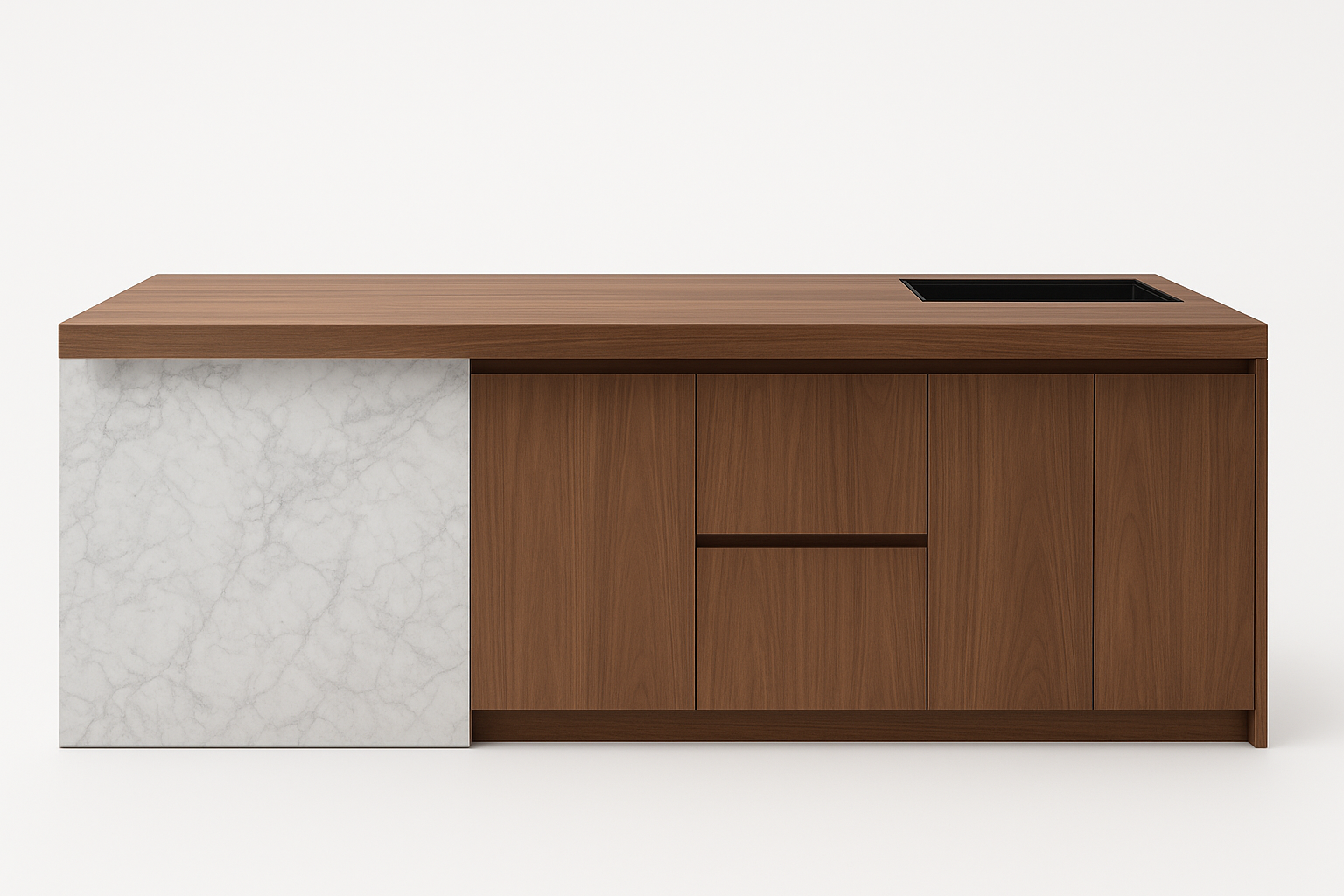 Sage Kitchen Island - Front View