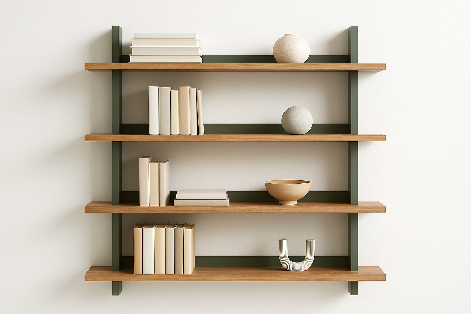 Sage Wall-Mounted Bookshelf - Front View