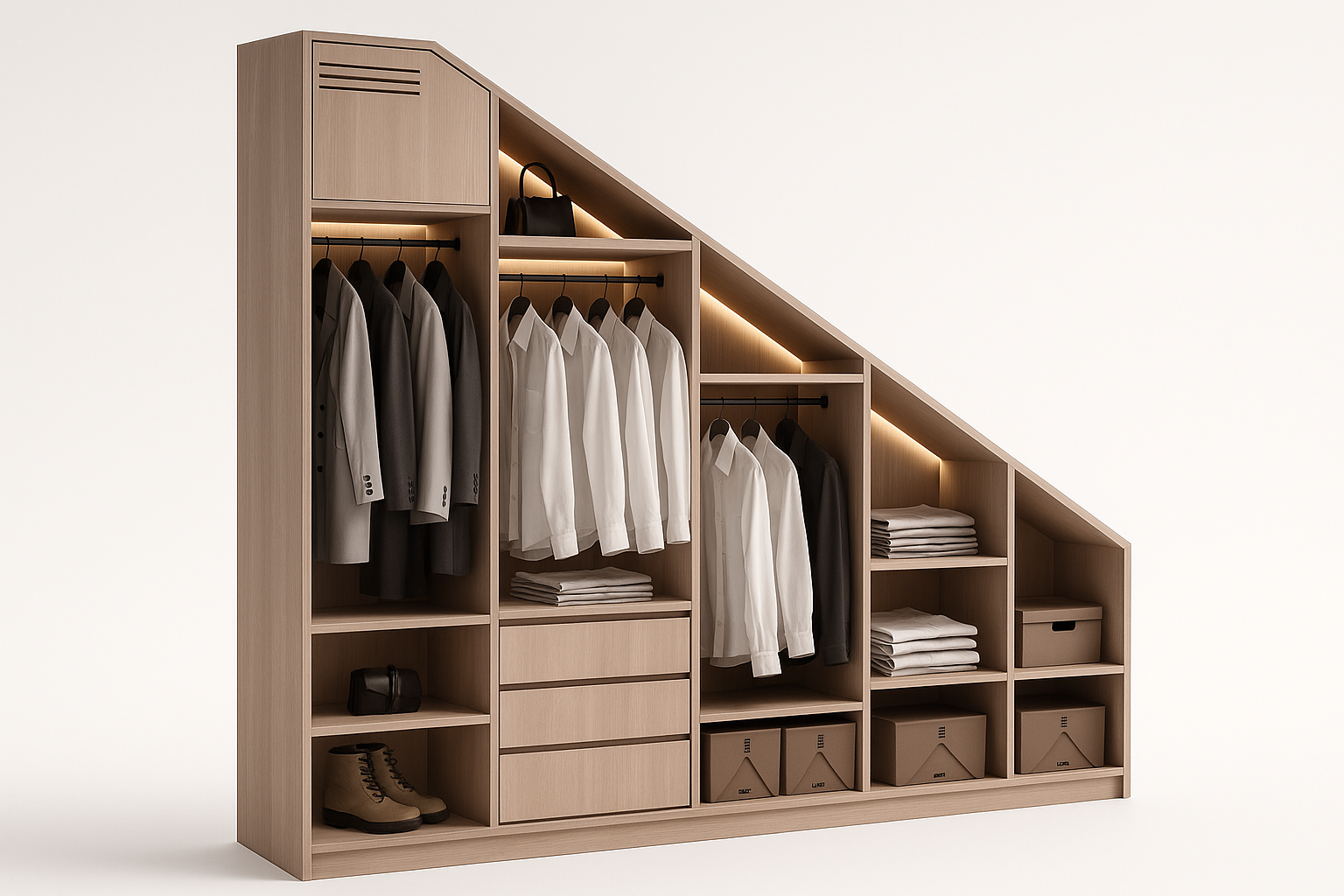 Side view of Atelier Noble Closet Conversion Under Stair Unit