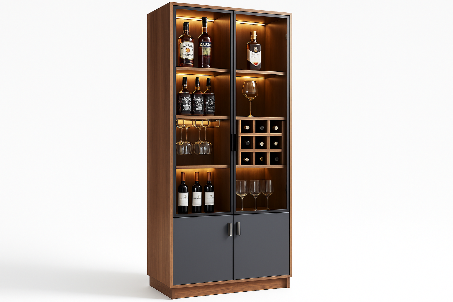 Side view of Crystal Showcase Cabinet