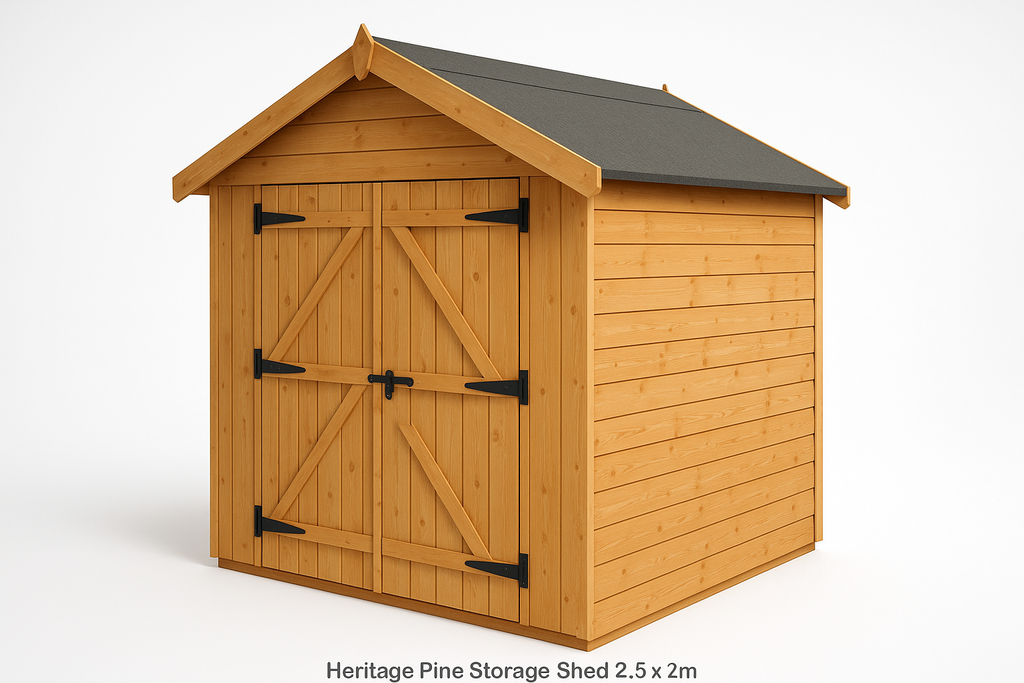 Side view of Heritage Pine Storage Shed 2.5x2m