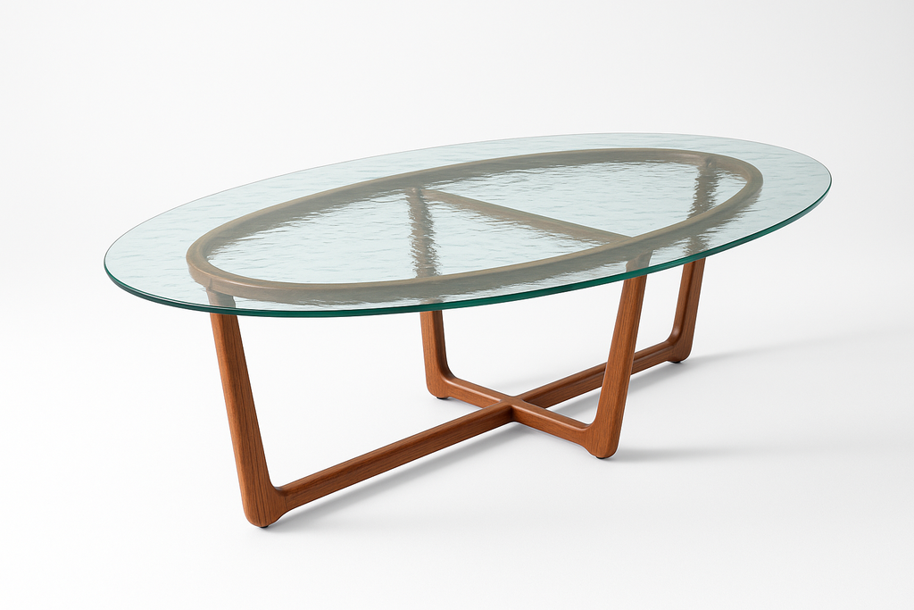 Side view of Isla 6-Seater Outdoor Glass Table