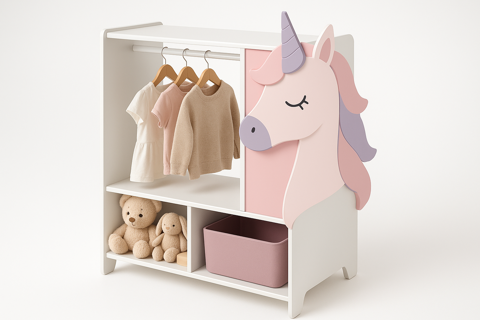 Side view of Petite Licorne Custom Toy & Clothes Storage
