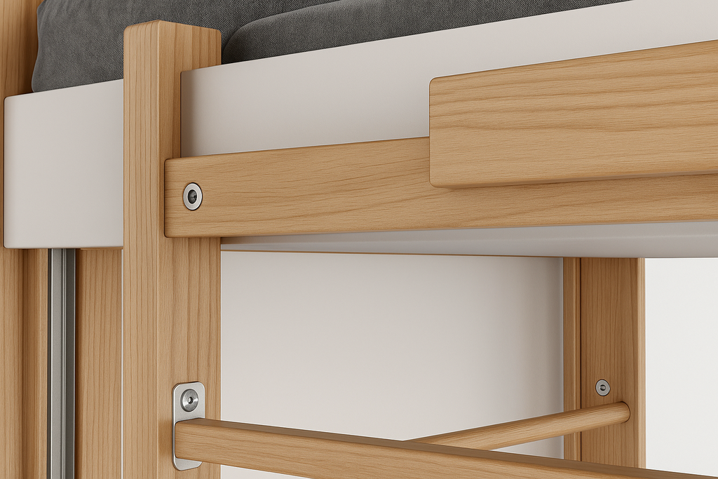Wood Frame Loft Bed - Detail View