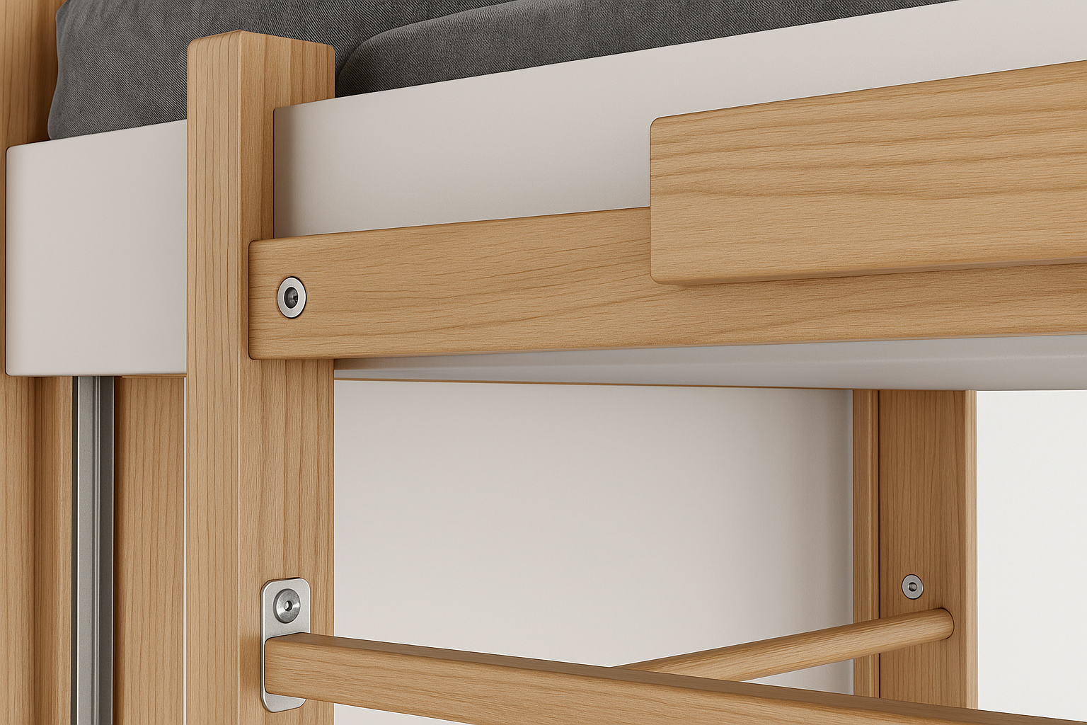Wood Frame Loft Bed - Detail View